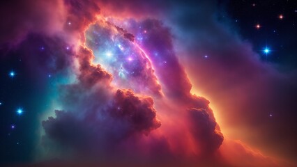 A Radiant Sky With A Bright Star Filled Sky And A Colorful Cloud