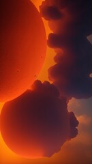 Wall Mural - A Mesmerizing Image Of A Sunset With A Large Orange Ball AI Generative