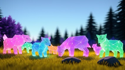 Wall Mural - A Wonderful Picture Of A Group Of Animals That Are Standing In The Grass AI Generative