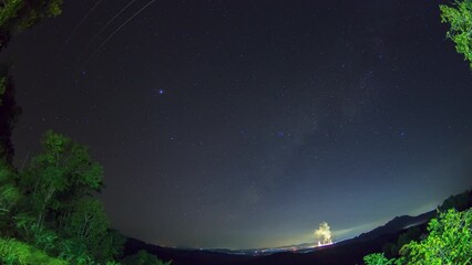 Wall Mural - milky way galaxy time lapse, pang puai, lampang thailand, universe galaxy milky way time lapse, dark