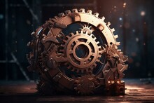 A Logo Consisting Of Gears Combined Together. Generative AI