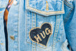 Hand painted hug heart on jean jacket