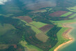 Aerial view of fields on the coast in greece