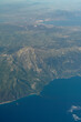 Aerial view of the greek coast with mountains on the Mediterranean sea
