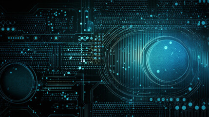 Wall Mural - Abstract Hi tech digital circuit electronic mainboard computer futuristic technology background, Generative AI