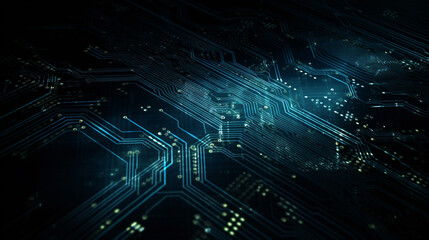 Wall Mural - Abstract Hi tech digital circuit electronic mainboard computer futuristic technology background, Generative AI
