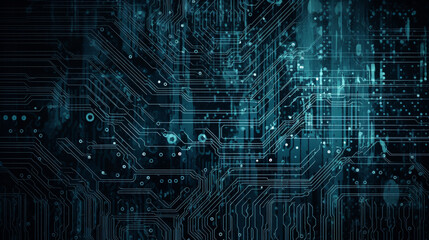 Wall Mural - Abstract Hi tech digital circuit electronic mainboard computer futuristic technology background, Generative AI