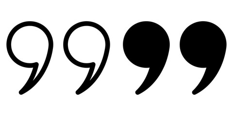 ofvs362 OutlineFilledVectorSign ofvs - quote mark vector icon . double comma sign . isolated transparent . black outline and filled version . AI 10 / EPS 10 / PNG . g11702