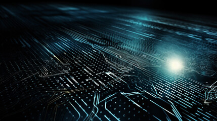 Wall Mural - Abstract Hi tech digital circuit electronic mainboard computer futuristic technology background, Generative AI