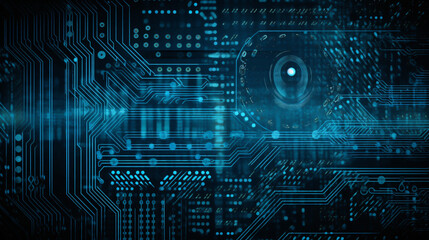 Wall Mural - Abstract Hi tech digital circuit electronic mainboard computer futuristic technology background, Generative AI