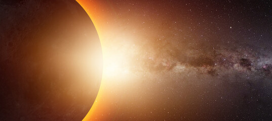 Wall Mural - Solar Eclipse with Milky Way galaxy 