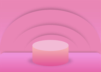 Wall Mural - pink gradient wave background and podium floor for product placement