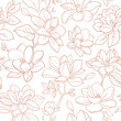 Seamless vector vintage floral pattern magnolia branches with flowers and leaves