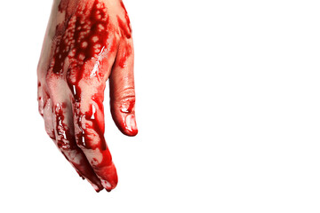 Fototapeta bloody hand isolated on a white, concept of murder, violence, halloween
