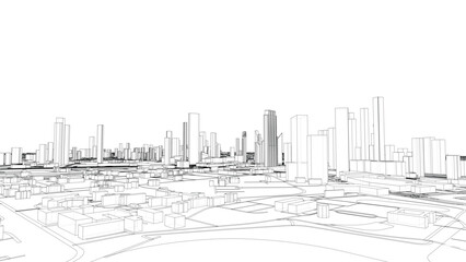 Outline city concept vector. Wire-frame style