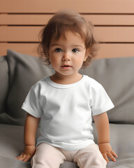 Cute toddler wearing white clothing.