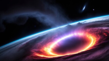 Wall Mural - A Detailed View Of A Black Hole In The Outer Space AI Generative