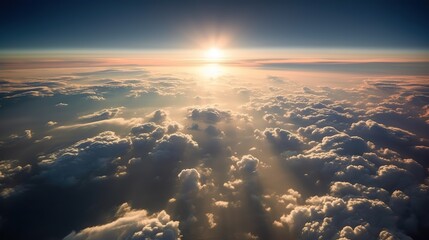 Canvas Print - AI Generated. AI Generative. Photo of close clouds sky top of the skyline. Photography from the plane. Graphic Art Illustration.