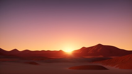 Wall Mural - A Unique View Of A Desert With A Sunset In The Background AI Generative