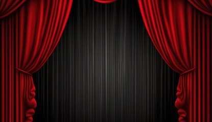 Bold and Dramatic Red Theatre Curtains. Generative AI