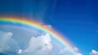 © aporn - Fantastic Vivid Rainbow Sky view Beautiful sky and clouds with rainbow background