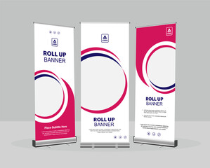 roll up banner design template, vertical, abstract background, pull up design, modern x-banner, rect
