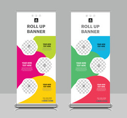 Wall Mural - Roll up banner design template, vertical, abstract background, pull up design, modern x-banner, rectangle size.