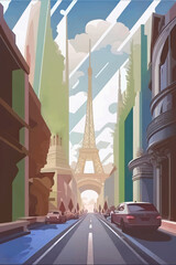 Wall Mural - Eiffel tower in Paris, France. Vintage style vector illustration.