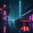 © Phoenix_Renders - Cyber Sci Fi Futuristic Civilization  City Neon Glowing Laser NIght Life Agressive Vehicles On Wet Street Asphalt Skyscrapers Hi Tech Modern Retro Generative Ai
