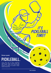Wall Mural - premium illustration of pickleball player in action best for your digital poster and print
