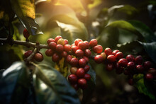 Fresh Coffee Beans On The Tree,Generative AI