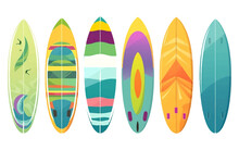 Ui Set Vector Illustration Of Colorful Surfboard Ready For Beach Vacation Isolated On White Background
