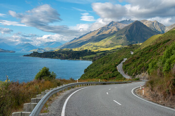 Wall Mural - Stunning road from Queenstown to Glenorchy the northern end of Lake Wakatipu in the South Island region of Otago, New Zealand.