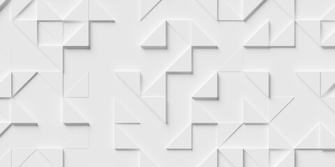 Wall Mural - Random shifted sparse offset abstract white polygon geometrical triangles pattern background wallpaper banner flat lay top view from above