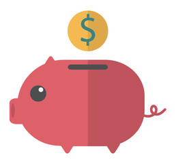 Wall Mural - piggy bank with dollar sign money . Idea of  saving money.  save symbol , flat icon