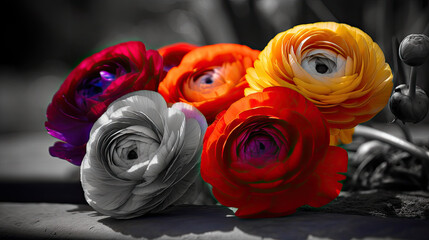 Wall Mural - bouquet of red orange flower - by generative ai