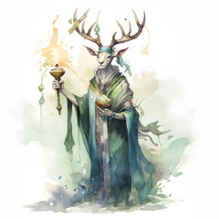 Old great mystical wizard deer, ai generative illustration