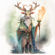 Old mystical wizard deer, ai generative illustration
