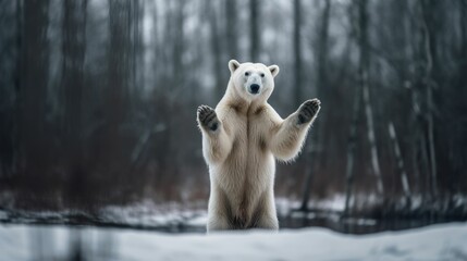 a majestic polar bear standing up. generative ai illustration.