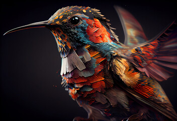 Aufkleber - Beautiful ABSTRACT photo, Hummingbird concept, contemporary colors and mood social background. Generative AI technology.

