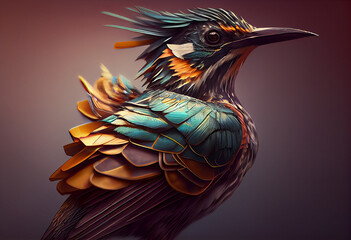 Poster - illustration of a bird  concept, contemporary colors and mood social background. Generative AI technology.