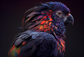 Aufkleber - red and yellow macaw  concept, contemporary colors and mood social background. Generative AI technology.