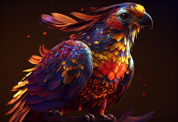 Aufkleber - parrot on a branch Concept, contemporary colors and mood social background. Generative AI technology.