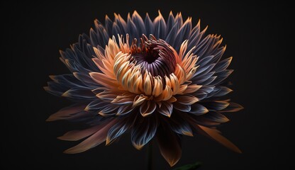 Wall Mural - Magnificent blossom in close-up on a black backdrop Generative AI