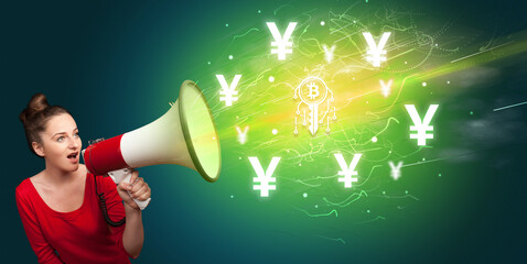 Poster - Young person with megaphone and currency icon