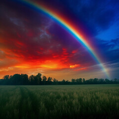  Bunter Himmel mit Regenbogen