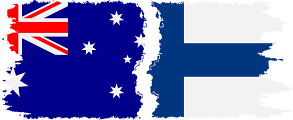 Finland and Australia grunge flags connection vector