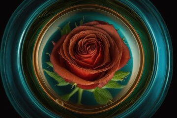 Wall Mural - red roses in a vase, seen from above. generative ai