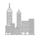 Fototapeta Miasto - City vector linear icon. Buildings flat sign design. Building symbol isolated pictogram. Real estate UX UI icon symbol outline sign 