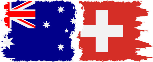 Switzerland and Australia grunge flags connection vector